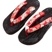 Yunhgft Japanese Style Clogs Comfortable 41 Red Round 41