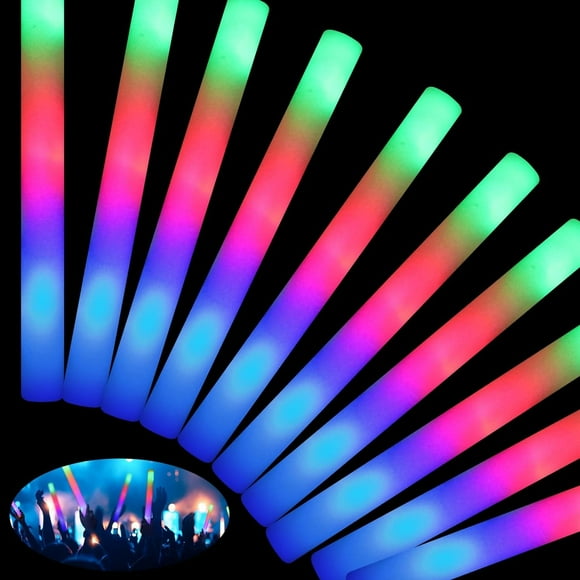 Barras luminosas de espuma HONLYNE, 44 unidades, con 3 modos de luz LED, fiesta