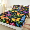 thumbnail image 3 of Homewish Graffiti Butterfly Twin Sheet Sets,Colorful Flower Floral Twin Fitted Sheet,Oil Painting 03 For Kids,Microfiber Bedroom Decor,3pcs, 3 of 7