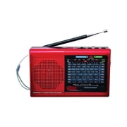 Supersonic Portable AM/FM Radio, Red, SC-1080BT-Red