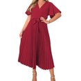 thumbnail image 1 of Vestido de mujer A Line Elegante vestido largo con cuello en V para cóctel de boda (Rojo XL) FLhrweasw Para estrenar, 1 of 9