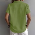 thumbnail image 5 of hoksml Women's Cotton Linen Collared Shirt, Short Sleeve Pull-On Button-Down Blouse, Loose Fit Casual Daily Office Wear Top, 5 of 7