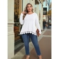 thumbnail image 5 of Cueply Womens Plus Size Tops Long Sleeve Shirts Crewneck Lace Tunic Blouses XL-4XL, 5 of 6