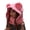 Pink, variant on Bear Ear Thicken Knitted Cap With Scarf Face Covers Cold Weather Windproof Hat
