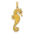 thumbnail image 4 of FB Jewels 14K Yellow Gold 3D Seahorse with Yellow Enamel Pendant, 4 of 5