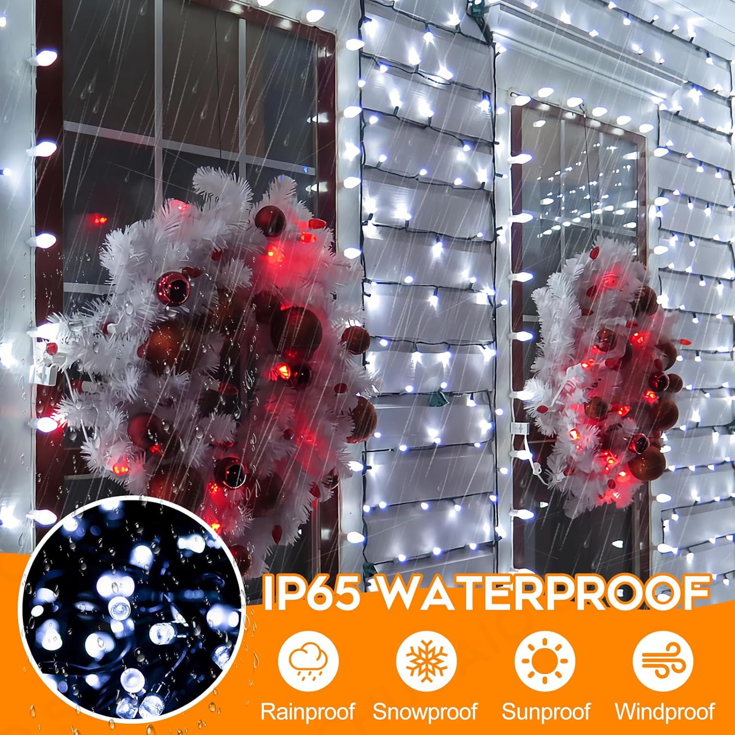 Battery Operated Christmas Lights, 33 FT 100 LED Mini String Lights with Timer and 8 Modes, Green Wire Outdoor Waterproof String Lights for Tree Xmas Indoor Holiday Party Garden Decor, Warm White