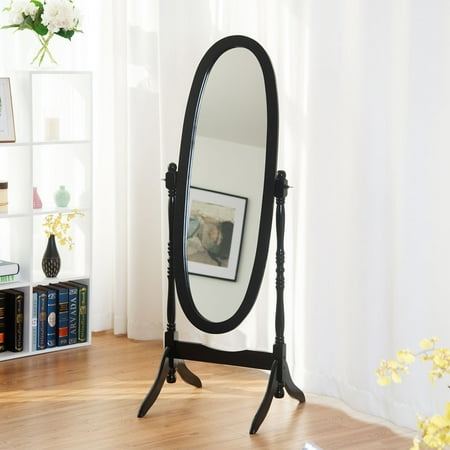 Swivel Full Length Ovel Mirror Wooden Cheval Floor Free Standing Swivel Full Length Ovel Mirror Wooden Cheval Floor Free Standing Dressing Black Image 4 Of