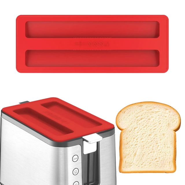 Silicone Toaster Cover,Long Style Heat Resistant Dust Proof Protector, Easy Clean Flexible Design, Appliance Cover, Countertop Protection,Red,Long style