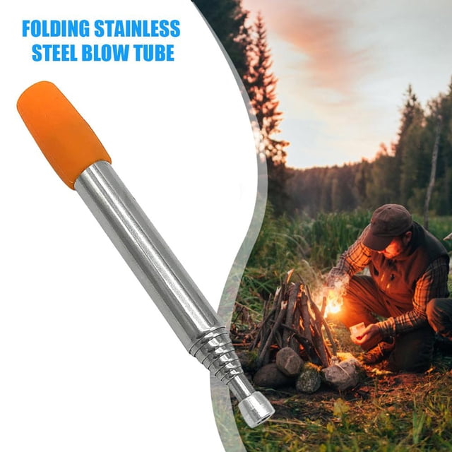 Escalada Blow Fire Tube Outdoor Camping Cooking Soplete de boca retráctil (naranja)