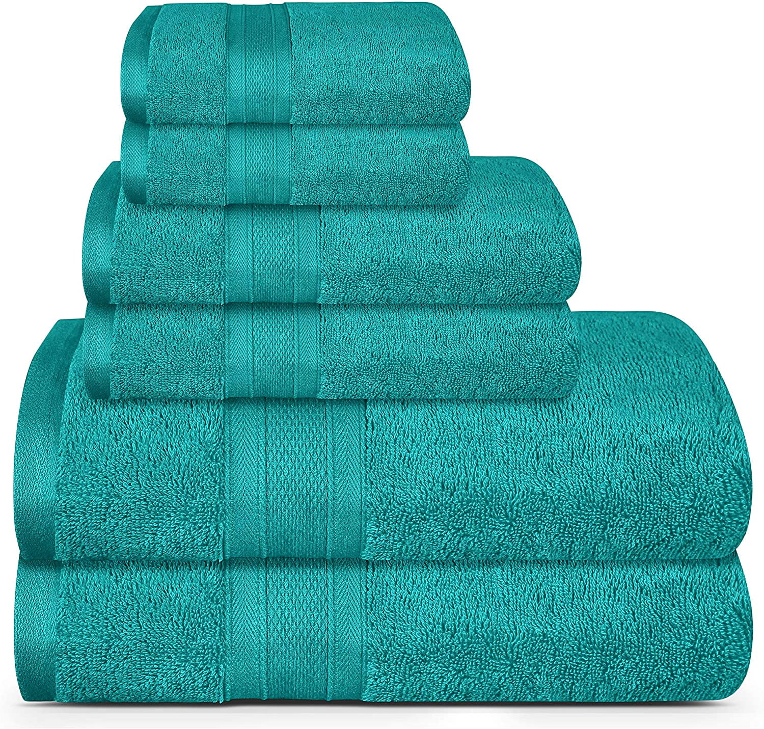 Extremely Soft 600 GSM Plush 100 Percent Plush Cotton 6 Piece Towel Set 