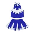 thumbnail image 3 of Manyakai Kids Girls Cheer leader Costume Cheerleading Uniform Outfit Shell Tank Top with Pleated Blue&White 6, 3 of 7