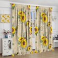 thumbnail image 4 of Retro Sunflower Kitchen Window Curtains,Vintage Rustic Farmhouse Spring Summer Nature Floral Butterfly Print Blackout Window Drapes for Bedroom Living Room Bathroom Cafe 84x84in, 4 of 6