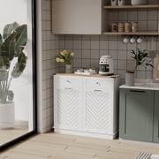 FULLWATT Dual Compartment Cabinet Trash Can, White
