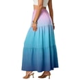 thumbnail image 4 of Women Skirt Boho Gradient High Waisted Flowy Maxi Skirts Tiered Long Skirts with Pockets for Summer Beach Vacation, 4 of 6