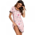 thumbnail image 5 of Women's V Neck Nightshirt Cotton Casual Sleepwear Short Sleeve Nightgown S-XXL, 5 of 6