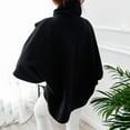 thumbnail image 5 of Women Dolman Sleeve Turtleneck Solid Color Cloak Irregular Pullover Blouse Top, 5 of 8