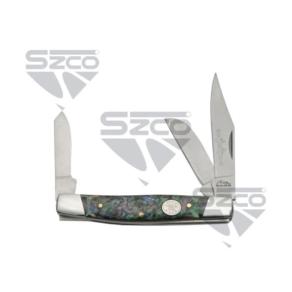 SZCO 4 Inch Large Stockman Folding Utility Tool 3 Stainless Steel Blades Purple Pearl Handle