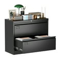 thumbnail image 1 of Pemberly Row 2-Drawer Steel Metal Lateral Locking Filing Cabinet w/ Lock - Black, 1 of 9