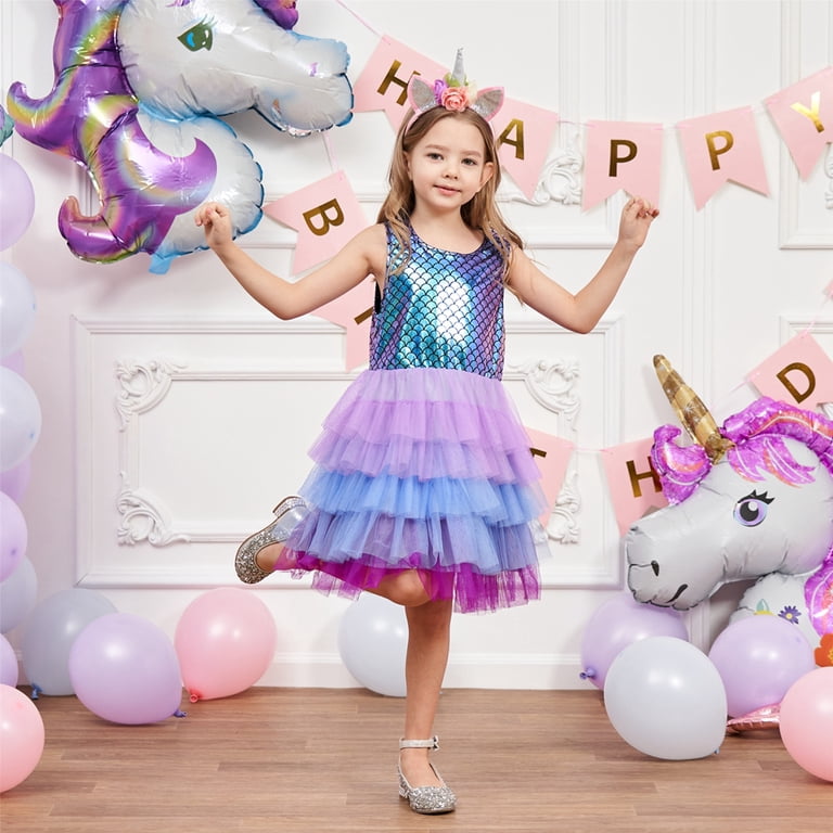 GYRATEDREAM Toddler Girl Tutu Dress Sequin Tulle Princess Prom Dresses Kids  Girl Birthday Party Outfit Summer Sleeveless Dresses for 7-8T - Walmart.com