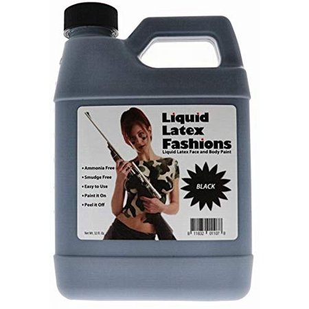 Ammonia Free Liquid Latex Body Paint, Black, 32 Ounce