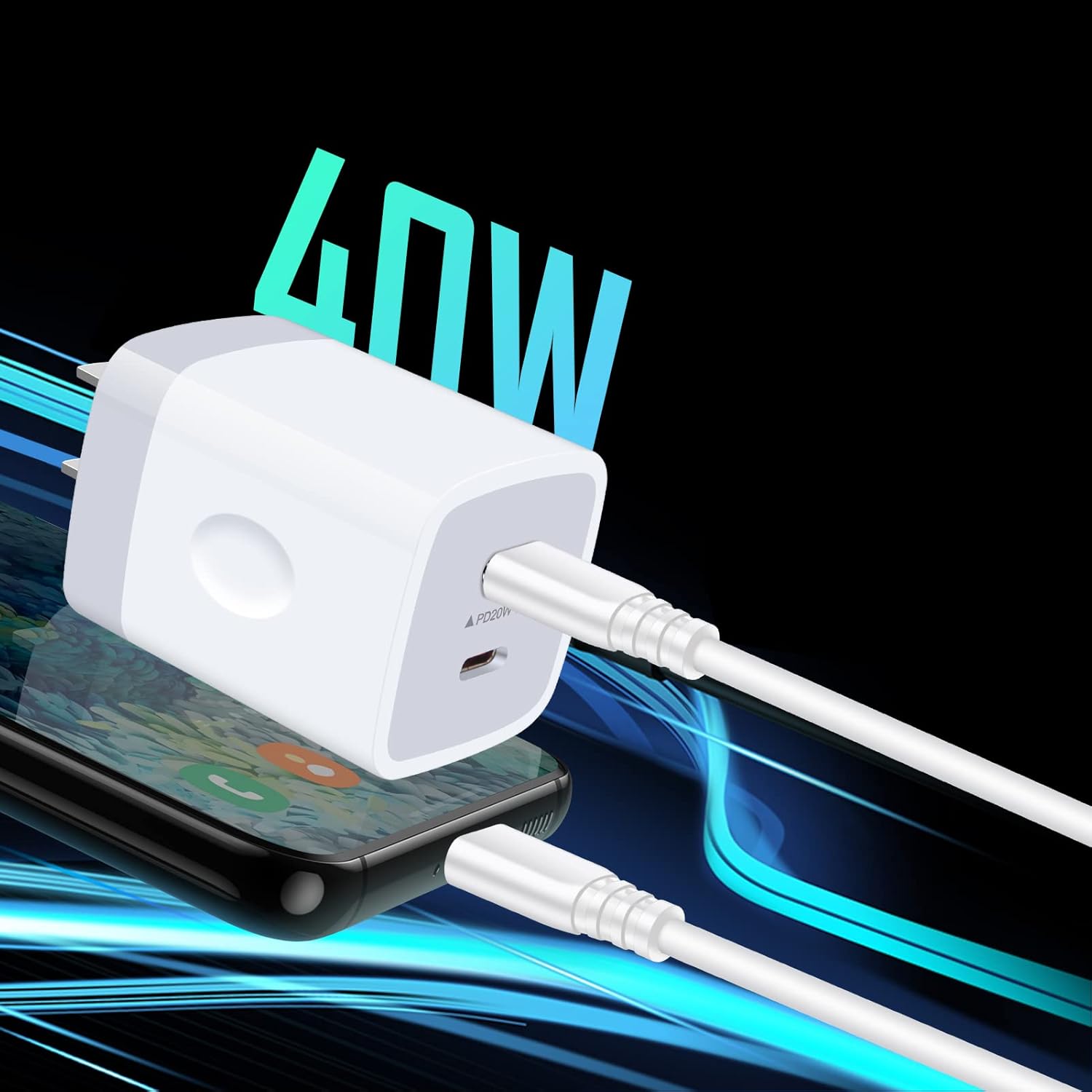 RGHJAR-USB C Block, 40W Dual USB C Wall Charger,2-Port PD 3.0 20W USB Cube Power Adapter for iPhone 17/17 Pro/17 Pro Max/16/15/14/13/X Plus,Samsung Galaxy S25 Ultra,Pixel 10 Pro,USB Wall Plug