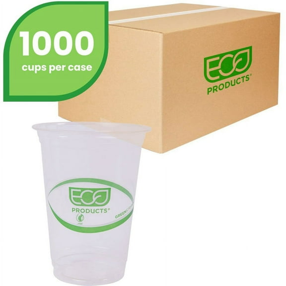 Eco-Products GreenStripe Cold Cups - 16 fl oz - 20 / Carton - Clear, Green - Polylactic Acid (PLA), Plastic - Cold Drink | Bundle of 5 Cartons