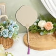thumbnail image 4 of Unique Bargains Folding Fan 1 Pc Beige Long Handle Round Four-Petal, 4 of 5