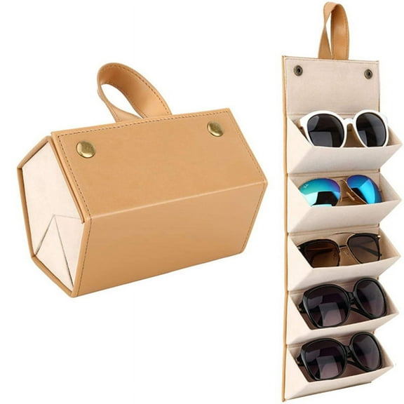 AOOOWER 5 Slot Travel Sunglasses Storage Rack-PU Glasses Storage Box-multi-hanging Glasses Frame Display Eyeglass Organizer