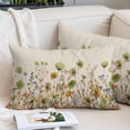 thumbnail image 2 of Sage Green Yellow Spring Floral Pillow Covers 12"x20", Watercolor Botanical Summer Flowers Soft Brushed Breathable Throw Pillow Covers, Pillowcase with Zipper for Couch Sofa Bedroom Living Room, 2 of 9