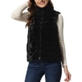 thumbnail image 1 of Chaleco Esponjoso para Mujer Abrigo de Piel Sintética sin Mangas con Cuello Alto Negro XL, 1 of 6
