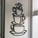 thumbnail image 1 of Paquete de 2 tazas de café, pegatinas de vinilo extraíbles visuales de doble cara para pared, decoración artística para habitación, Mural de diseño, 1 of 1