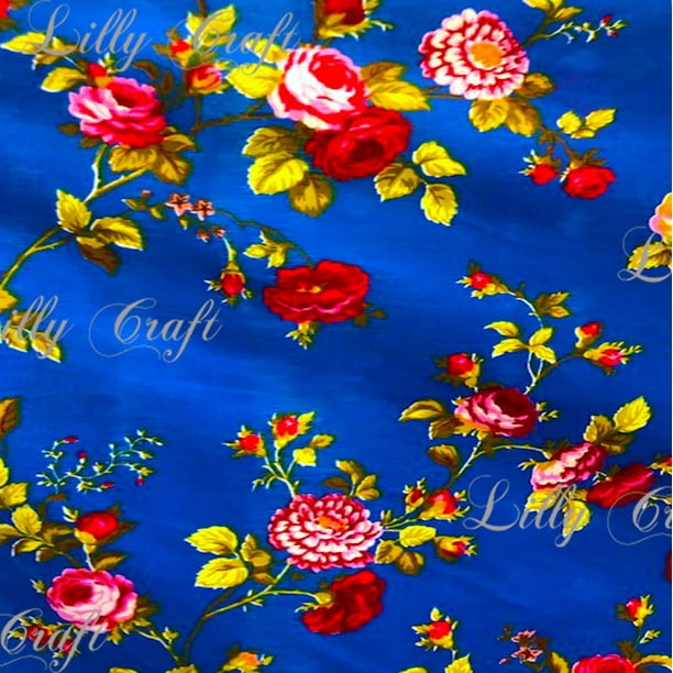 Lilly Craft Floral Rose On Royal Blue Poly Cotton Fabric Sold By The Yard 58 59 Walmart Com Walmart Com Lilly Craft Floral Rose On Royal Blue Poly Cotton Fabric Sold By The Yard 58 59 Walmart Com Walmart Com