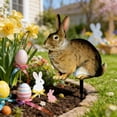 thumbnail image 4 of Honmine Bunny Decorative Garden Stake, Realistic Rabbit Yard Art Ornament, Portable Lawn Decor for Landscapes, Spring Outdoor Accent, 4 of 6