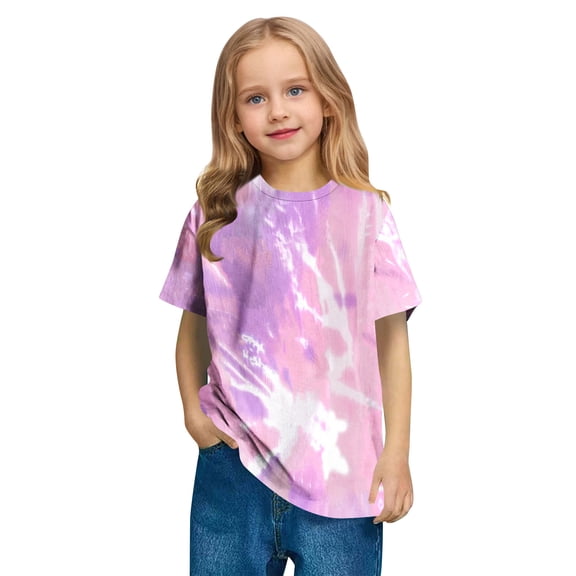 Eltusu Girls Crewneck T-shirts, Casual Fashion Summer Pullover Short Sleeve Tops Pink Size 3-14 T