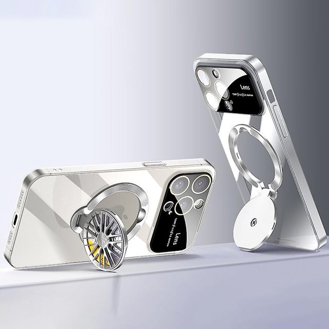 KAIYANG Voero para iPhone 14 Pro Funda para PC con soporte giratorio galvanizado Funda para teléfono Estilo G iPhone 14 Pro Transparente