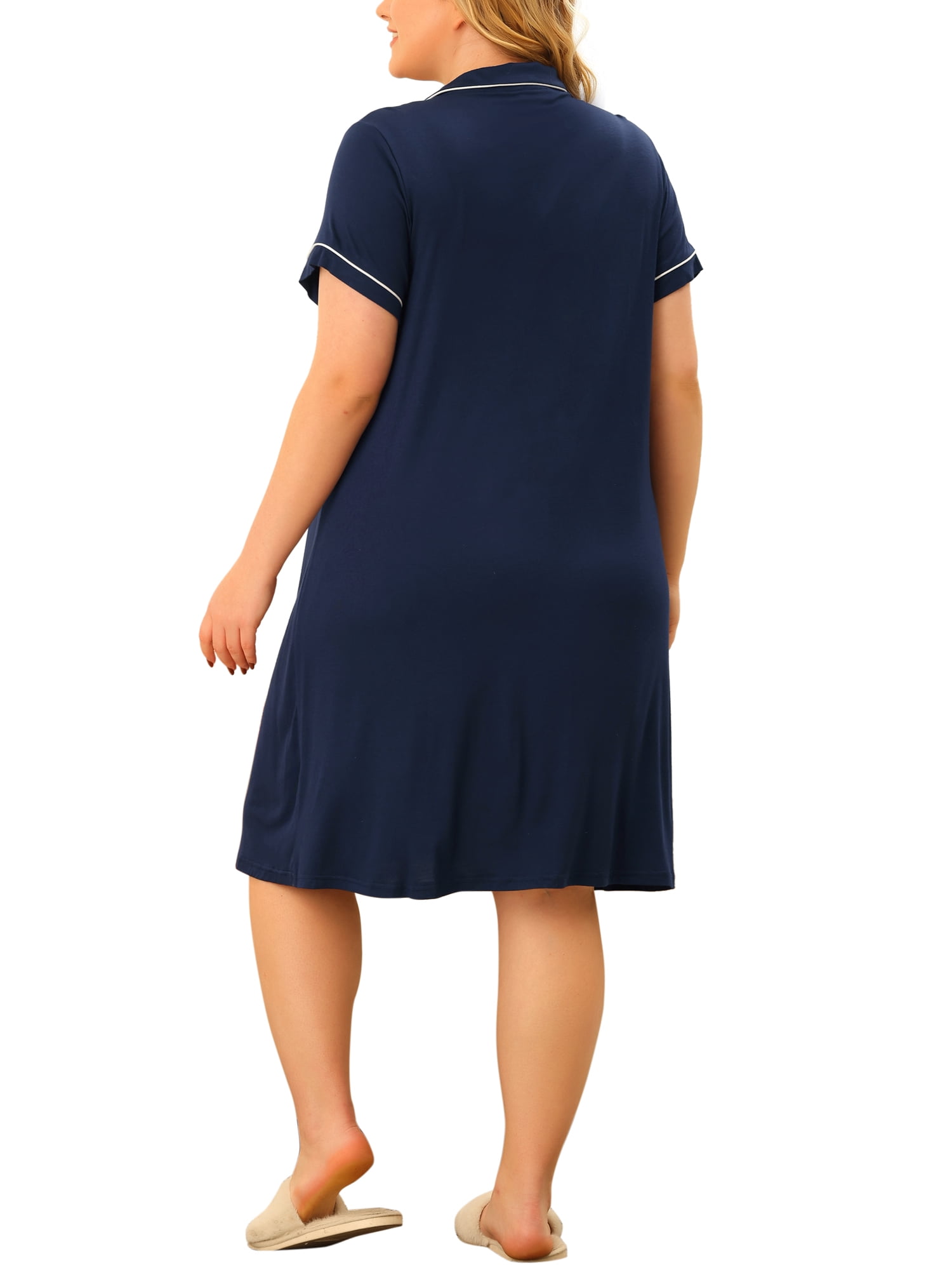 Unique Bargains Women's Plus Size Sleep Shirt Short Sleeves Nightgown Nightdress