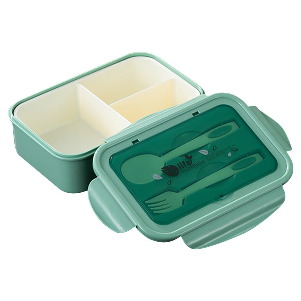 Fusswind Lunch Boxes for Kids Bento Box Set with Dividers,Spoon, Lunch Containers Boxes for Adults, Size: 7.4 x 4.4 x 3.3, Green
