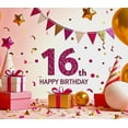 thumbnail image 4 of Sparkly Glittery 16th Birthday Banner Background with Balloons Stars and Gifts Party Supplies Photography Props for Birthday Party Celebrations Decorations Happy Birthday Event Backdrop, 4 of 8