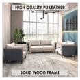thumbnail image 4 of LeisureMod 3-Piece Sofa Set with a 3-Seater and 2 Single-Seater Armchair Upholstered in Vegan Leather with Solid Wood Frame and Metal Legs Removable Cushions for Modern Home Luxify Series in Grey, 4 of 12