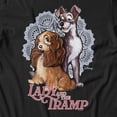 thumbnail image 3 of Disney Lady And The Tramp Women's Doily Couple T-Shirt (Black, S-XXL), 3 of 4