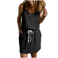 thumbnail image 2 of Xunlbb Womens Summer Dresses Women's Solid Color Comfortable Round Neck Sleeveless Dress Beach Dress Size S-2XL, 2 of 8