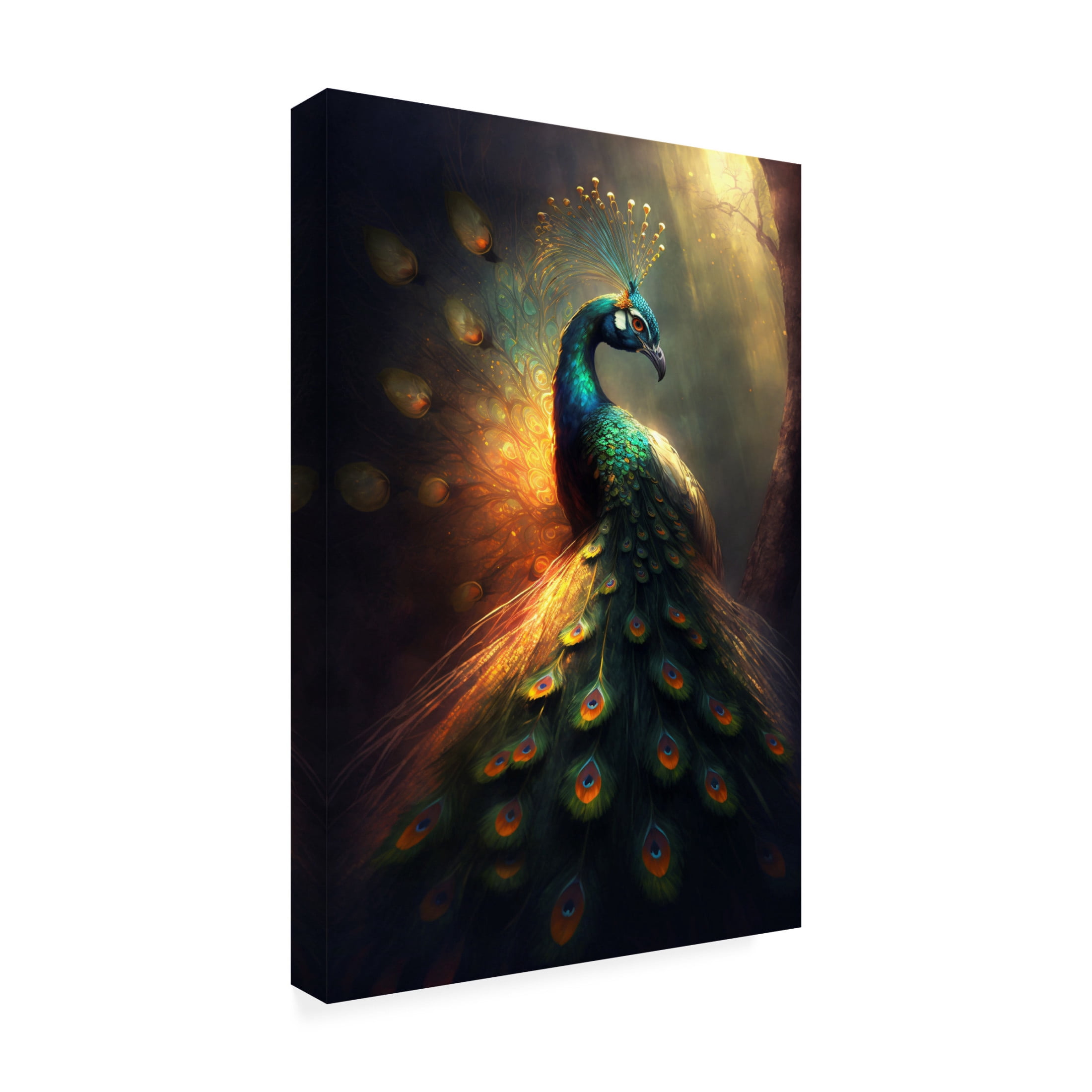 Canvas Wall Art - Ray Heere 'Proud Peacocks 37' Wall Art for Living Room, Bedroom, or Office Décor by Trademark Fine Art - 30 x 47 Inches
