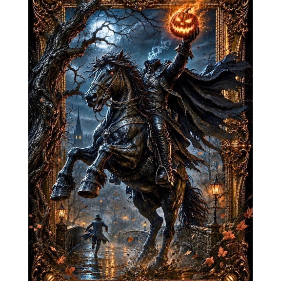 Headless Horseman Sleepy Hollow Wall Art, Gothic Halloween Decor
