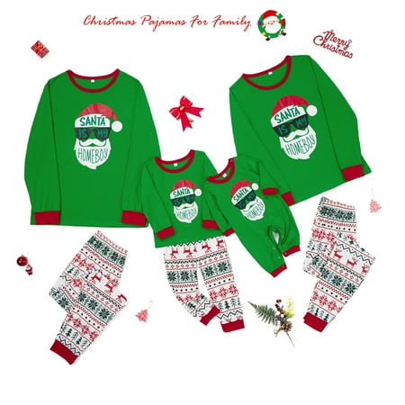 

Family Christmas Pjs Matching Sets Letter Santa Claus Print Christmas Matching Jammies for Adults Kids Holiday Xmas Sleepwear Set