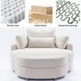thumbnail image 4 of Aukfa 51" Oversized Accent Chair with Half-moon Storage Ottoman Set for Living Room, 5 Pillows, Linen, Beige, 4 of 9