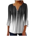 thumbnail image 2 of Fiudx Ropa de Mujer Camiseta Estampada a La Moda para Mujer, Blusa con Mangas 3/4, Camisetas Informales con Cuello En V, 2 of 5
