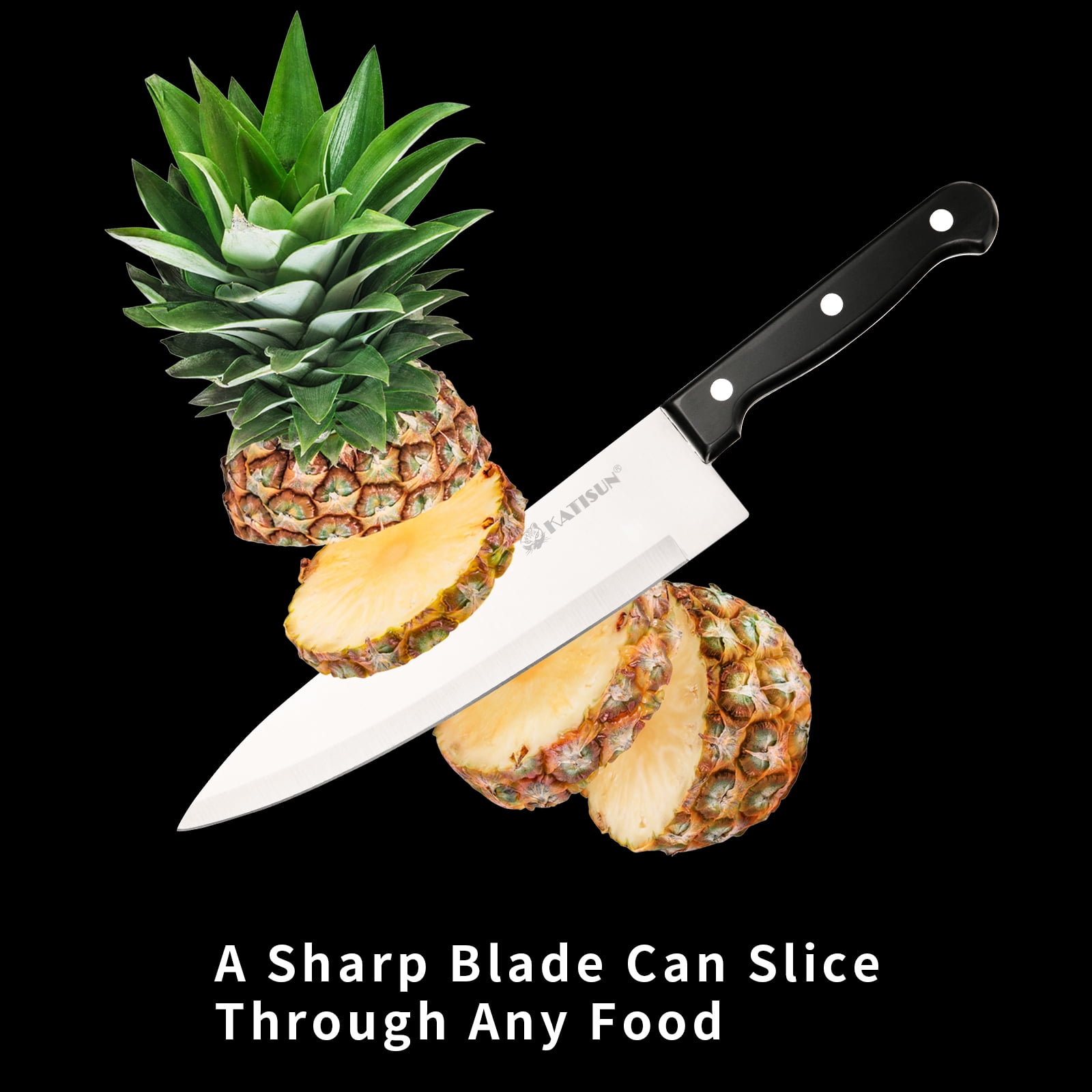 19-piece knife set, made of German steel, durable, dishwasher safe, kitchen knife set with built-in sharpener, for chopping, slicing, dicing and cutting.