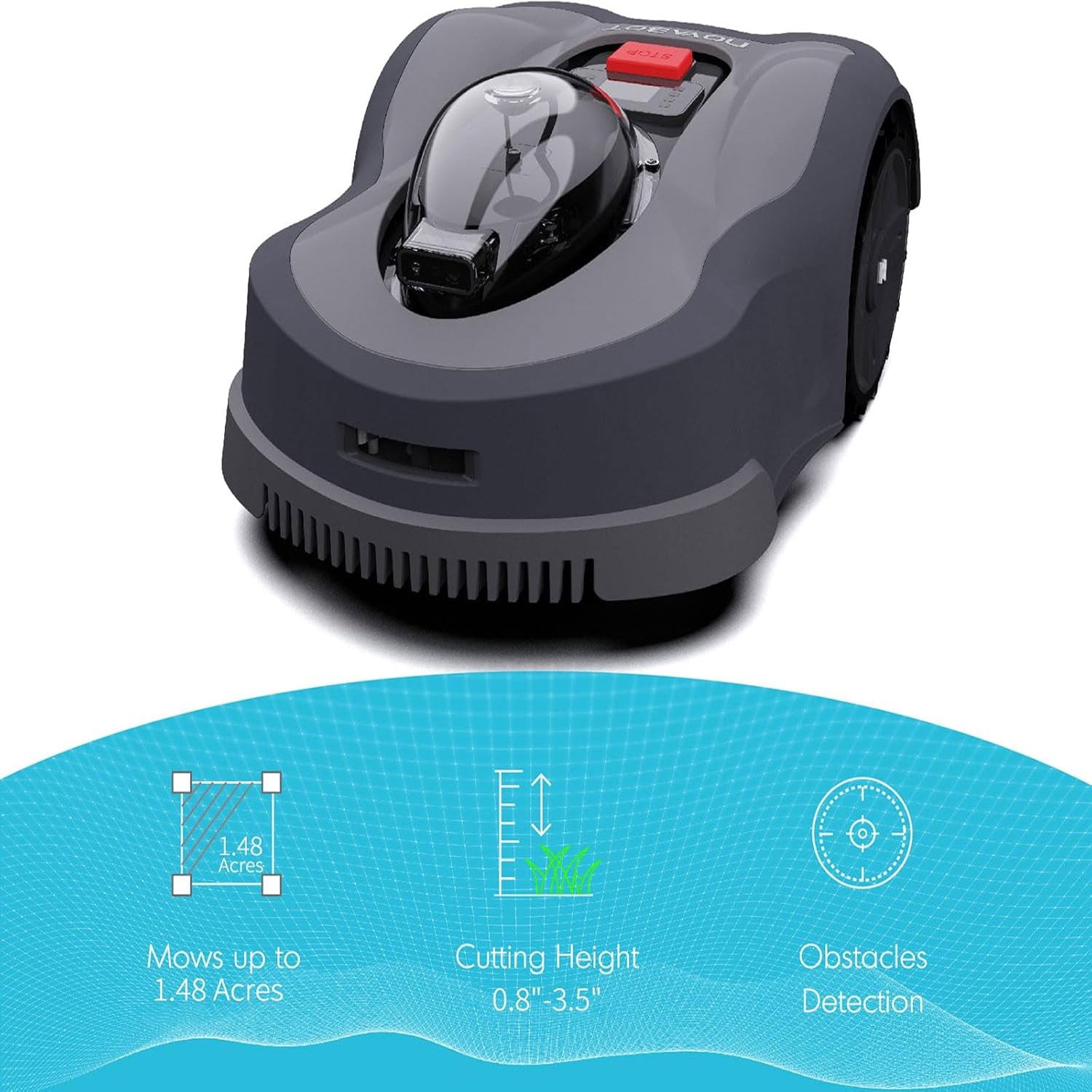 NOVABOT N2000 Robotic Lawn Mower For 1.50 Acres Lawn, Cut Height 0.8"-3.5" Adjustable, APP Control With Virtual Boundaries, All-Wheel Drive, Multi-Zone Management