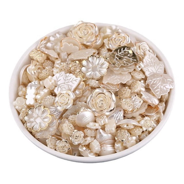 100G Surtido de Cuentas de Resina Vintage Cuentas de Hojas de Flores Transparentes Cuentas Estéticas Barrocas Enchapadas en