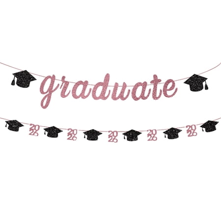 2026 Graduation Season Banner Decoration Black Sparkling Graduation Season Banner Wreath Suitable For Congratulations On Graduation School Home